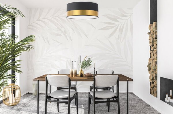 Stropní svítidlo Elegance, 1x zlaté/černé textilní stínítko, (bílé plexisklo), (fi 40cm)