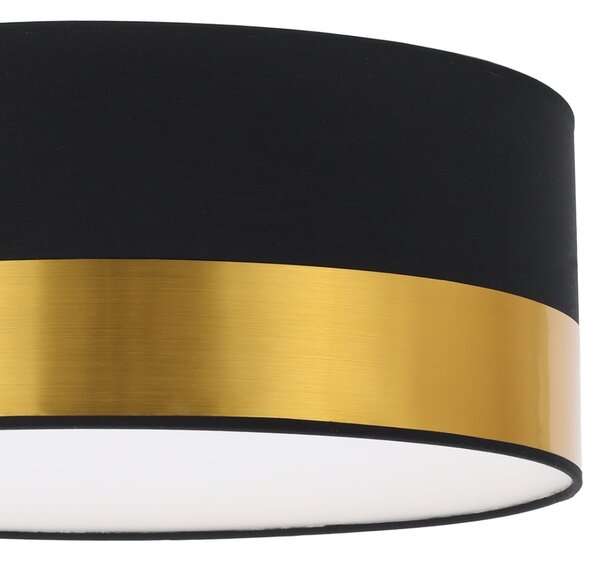 Stropní svítidlo Elegance, 1x zlaté/černé textilní stínítko, (bílé plexisklo), (fi 40cm)