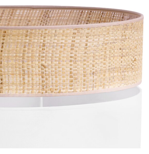 Závěsné svítidlo Rattan, 1x ratanové/bílé textilní stínítko, (fi 45cm)