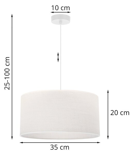 Závěsné svítidlo Juta, 1x bílé jutové stínítko, (fi 35cm), w