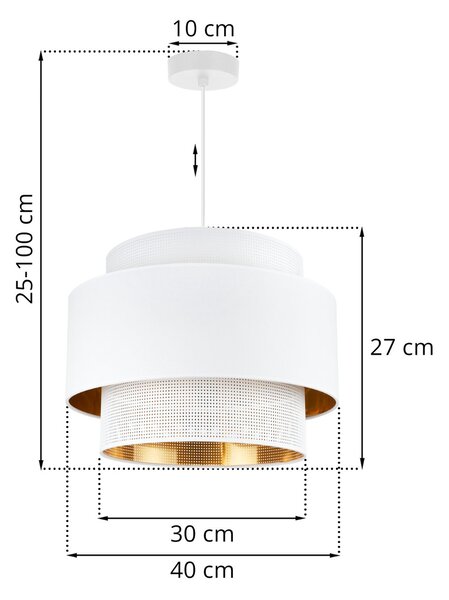 Závěsné svítidlo Asti, 1x PVC/bílé textilní stínítko, (fi 40cm), g/c, w