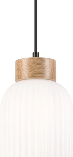 Lustr na lanku HARMONY 1xE27/15W/230V pr. 14 cm bílá/dub