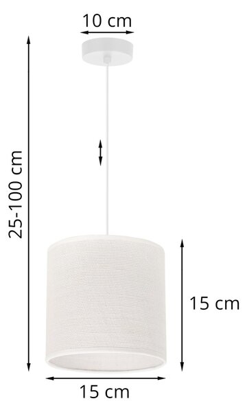 Závěsné svítidlo Juta, 1x bílé jutové stínítko, (fi 15cm), w