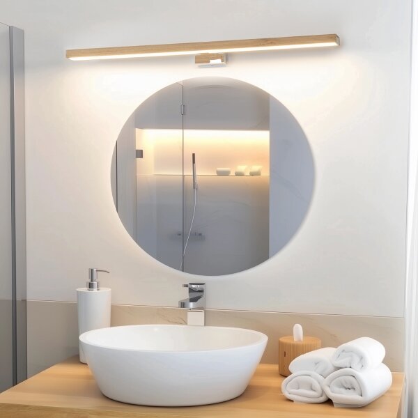 Brilagi-LED Koupelnové osvětlení zrcadla WOODY MIRROR LED/15W/230V IP44 dub/chro