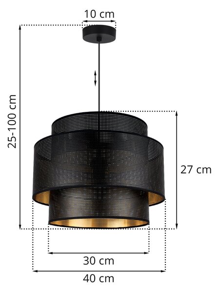 Závěsné svítidlo Asti, 1x černé PVC stínítko, (fi 40cm), g