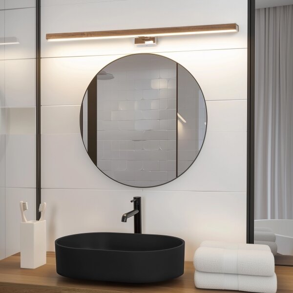 Brilagi-LED Koupelnové osvětlení zrcadla WOODY MIRROR LED/15W/230V IP44 dub/chro