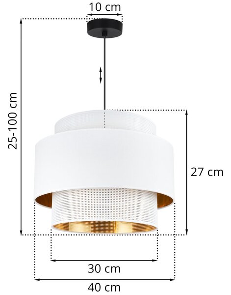Závěsné svítidlo Asti, 1x PVC/bílé textilní stínítko, (fi 40cm), g/c, b
