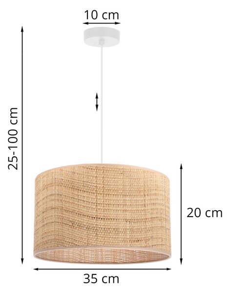 Závěsné svítidlo Rattan, 1x ratanové stínítko, (fi 35cm), w
