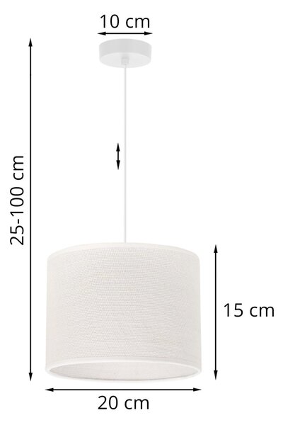 Závěsné svítidlo Juta, 1x bílé jutové stínítko, (fi 20cm), w