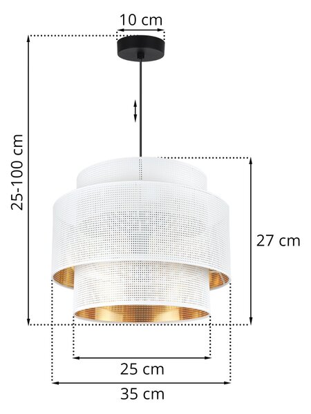 Závěsné svítidlo Asti, 1x bílé PVC stínítko, (fi 35cm), g, b