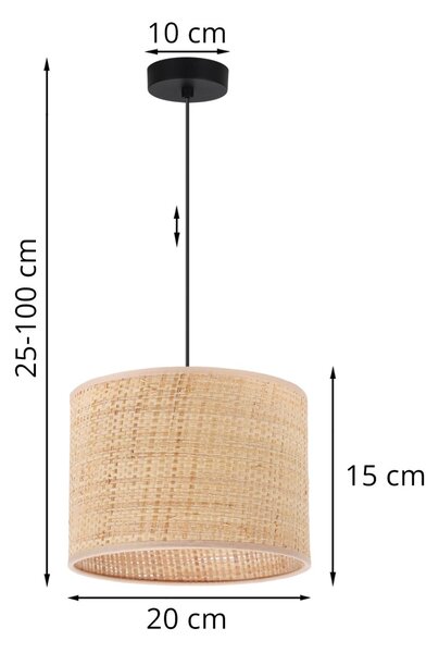 Závěsné svítidlo Rattan, 1x ratanové stínítko, (fi 20cm), b