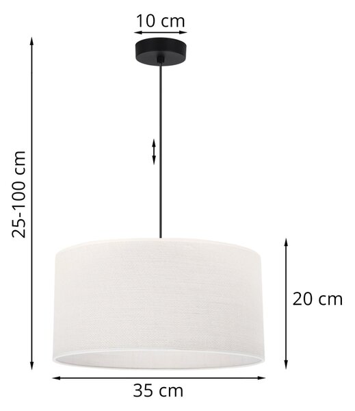 Závěsné svítidlo Juta, 1x bílé jutové stínítko, (fi 35cm), b