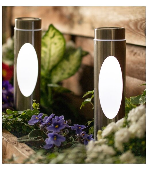 LUMILED solárne lampy TOGO 4x ( sada ) RGB - strieborná