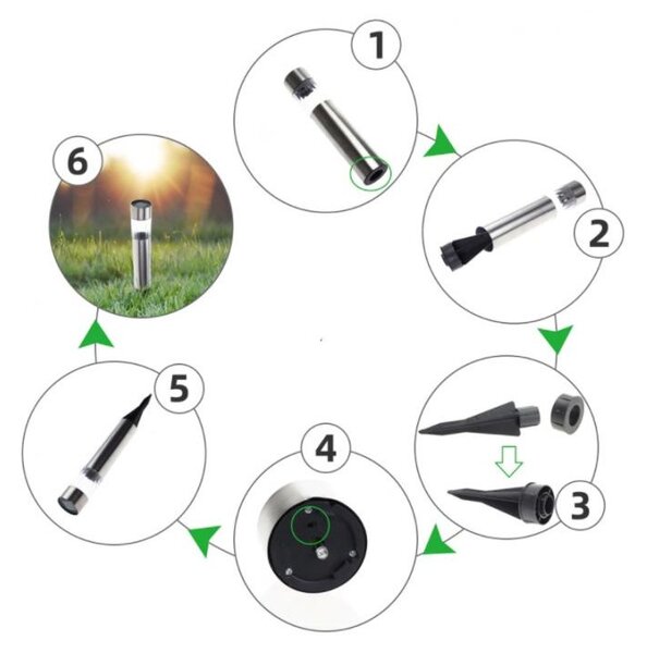 LUMILED solárne lampy TUBA 6x ( sada ) 6500K - strieborná