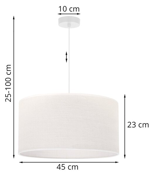 Závěsné svítidlo Juta, 1x bílé jutové stínítko, (fi 45cm), w