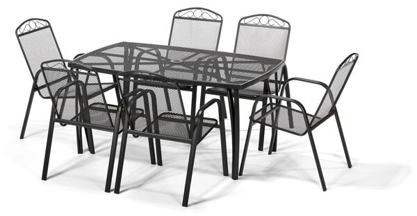Zahradní kovová sestava Lana + 6x kovová židle Lana steel