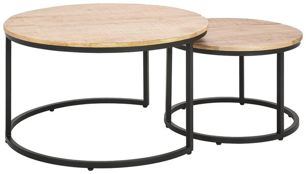 SADA KONFERENČNÍCH STOLKŮ, přírodní barvy, dřevo, 60/80/60/80/42/45 cm Carryhome - Konferenční stolky