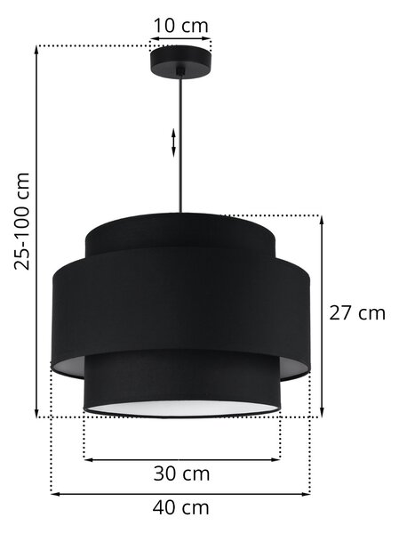 Závěsné svítidlo Vienna, 1x černé textilní stínítko, (fi 40cm), b
