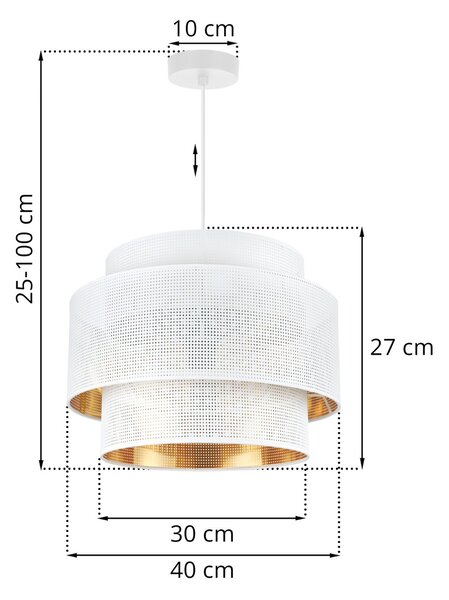 Závěsné svítidlo Asti, 1x bílé PVC stínítko, (fi 40cm), g, w