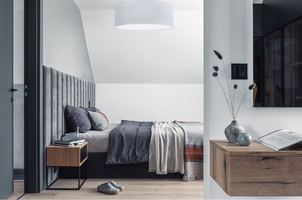 Stropní svítidlo Gaja, 1x světle šedé textilní stínítko, (bílé plexisklo), (fi 50cm)