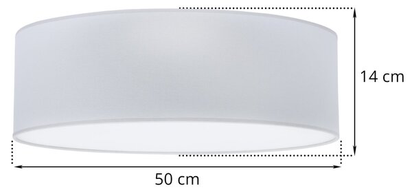 Stropní svítidlo Gaja, 1x světle šedé textilní stínítko, (bílé plexisklo), (fi 50cm)