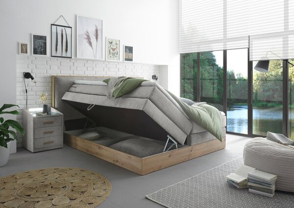 POSTEL BOXSPRING, 180/200 cm, světle šedá Livetastic - Postele s úložným prostorem, Online Only