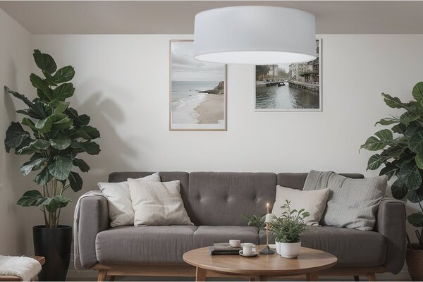 Stropní svítidlo Gaja, 1x světle šedé textilní stínítko, (bílé plexisklo), (fi 50cm)