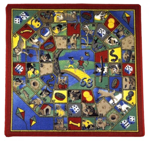 Vopi | Dětský koberec Psi a kočky - 92x92 cm, vícebarevný