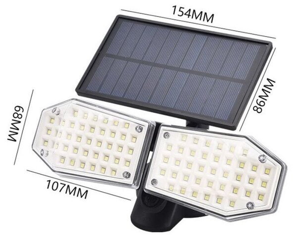 Solárny Svetlomet 78x LED 15W 480lm - čierny