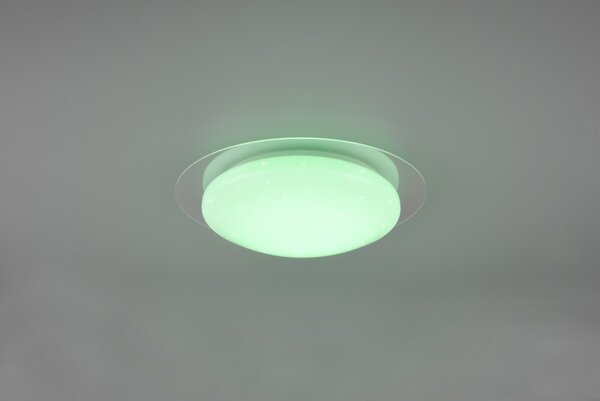 Trio 680213500 LED stropní svítidlo Frodeno 1x12W | 1200lm | 4000K | IP44 | RGB - stmívatelné, dálkové ovládání, hvězdný efekt, bílá