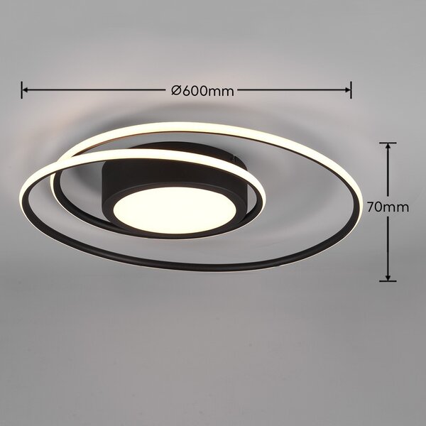 Trio 672310232 LED stropní svítidlo Yava 1x56W | 6800lm | 2700-6000K - dálkové ovládání, stmívatelné, černá