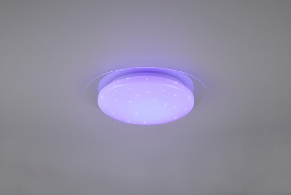 Trio 680213500 LED stropní svítidlo Frodeno 1x12W | 1200lm | 4000K | IP44 | RGB - stmívatelné, dálkové ovládání, hvězdný efekt, bílá