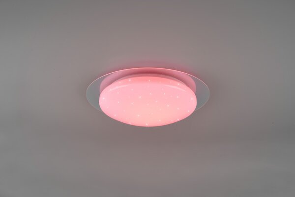 Trio 680213500 LED stropní svítidlo Frodeno 1x12W | 1200lm | 4000K | IP44 | RGB - stmívatelné, dálkové ovládání, hvězdný efekt, bílá
