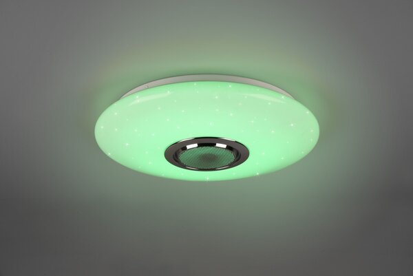 Trio R69031101 LED stropní svítidlo s reproduktorem Musica 1x15,5W | 1700lm | 3000-6000K - Bluetooth, stmívatelné, paměťová funkce, noční režím, hvězdný efekt, bílá