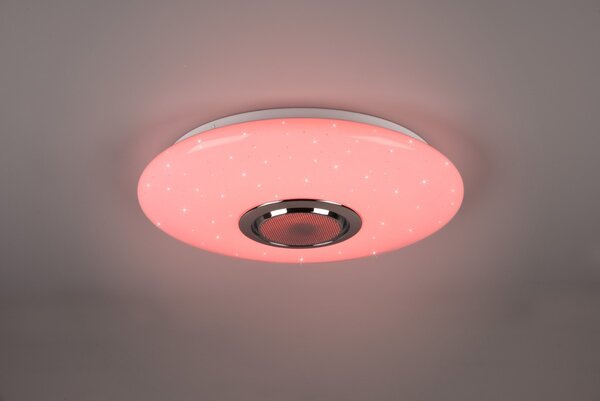 Trio R69031101 LED stropní svítidlo s reproduktorem Musica 1x15,5W | 1700lm | 3000-6000K - Bluetooth, stmívatelné, paměťová funkce, noční režím, hvězdný efekt, bílá
