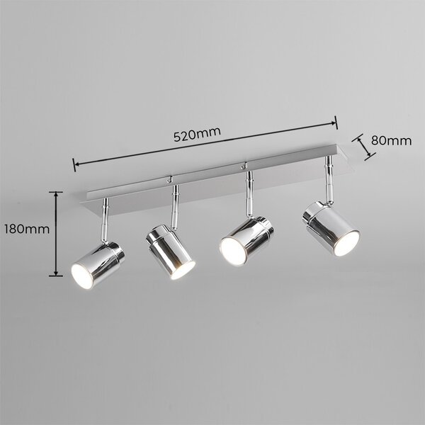 Trio 880400406 přisazené stropní bodové svítidlo Angelo 4x5W | GU10 | IP44 - chrom