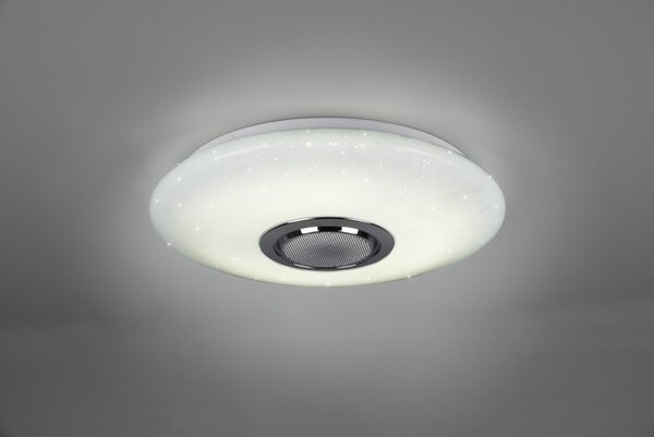 Trio R69031101 LED stropní svítidlo s reproduktorem Musica 1x15,5W | 1700lm | 3000-6000K - Bluetooth, stmívatelné, paměťová funkce, noční režím, hvězdný efekt, bílá