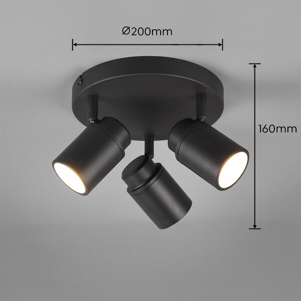 Trio 880430332 přisazené stropní bodové svítidlo Angelo 3x5W | GU10 | IP44 - černá