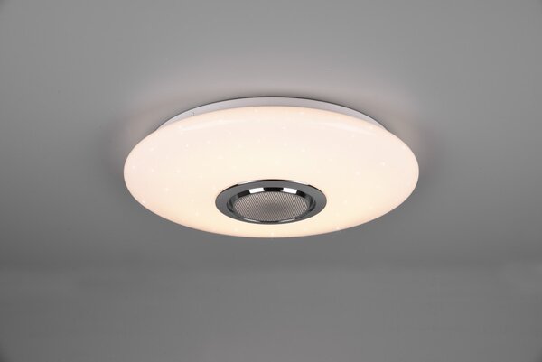 Trio R69031101 LED stropní svítidlo s reproduktorem Musica 1x15,5W | 1700lm | 3000-6000K - Bluetooth, stmívatelné, paměťová funkce, noční režím, hvězdný efekt, bílá