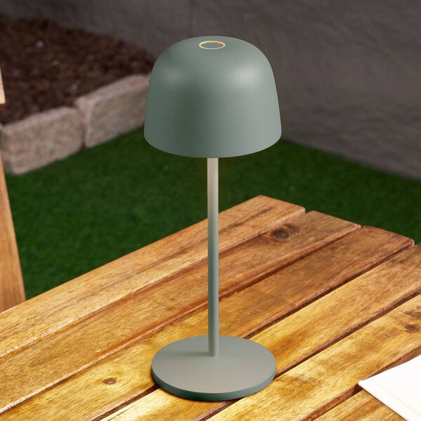 Lindby LED stolní lampa Arietty, zelená, stmívatelná, IP65, stmívatelný, Zelená, Obývací pokoj / jídelna, Hliník, Moderní