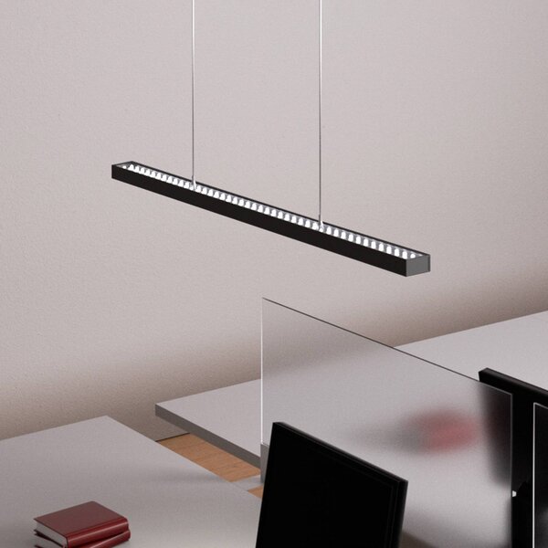 Arcchio Kancelářská závěsná lampa LED Jolinda, černá, 118 cm, nahoru/dolů, Černá, Pracovna / kancelář, Hliník, Moderní