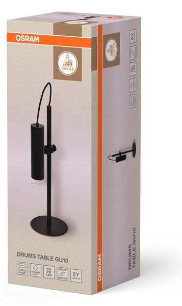 Dekorativní stolní lampa Drums, černá, GU10, 180 mm