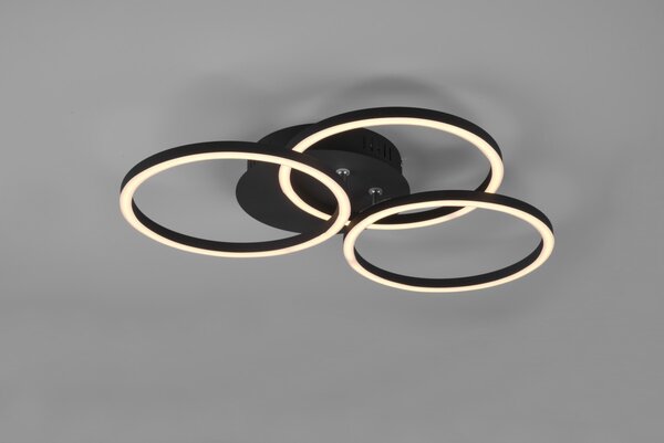 Trio R62823132 LED přisazené stropní svítidlo Circle 1x27W | 3100lm | 2700K-6000K - nastavitelné, stmívatelné, noční režim, dálkové ovládání, černá