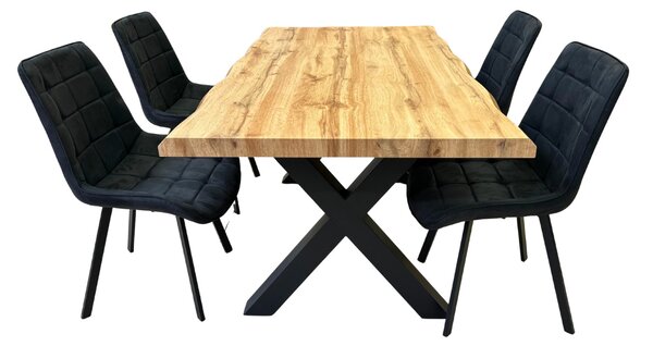 Vikio Jídelní set pro 4 osoby 160x90 cm dub-černá VJS116-41C