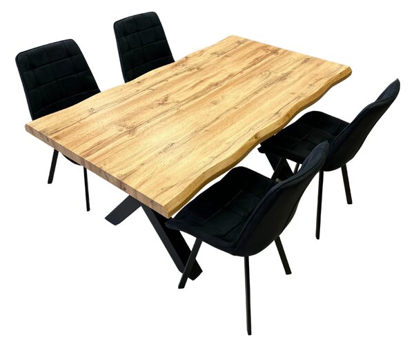 Vikio Jídelní set pro 4 osoby 160x90 cm dub-černá VJS116-41C