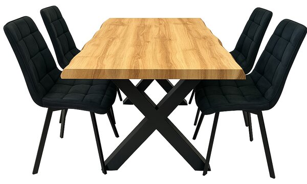 Vikio Jídelní set pro 4 osoby 160x90 cm dub-černá VJS116-41C