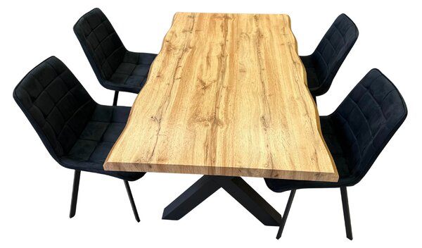 Vikio Jídelní set pro 4 osoby 160x90 cm dub-černá VJS116-41C