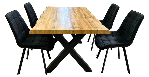Vikio Jídelní set pro 4 osoby 160x90 cm dub-černá VJS116-41C