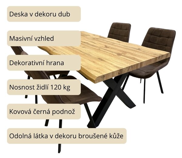 Vikio Jídelní set pro 4 osoby 160x90 cm dub-hnědá VJS116-41H