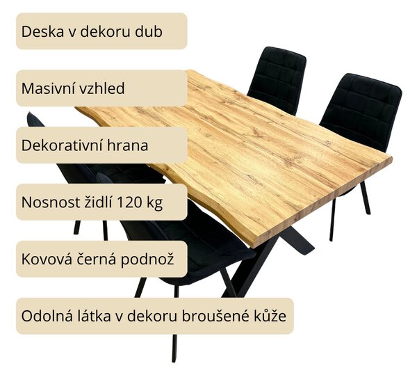 Vikio Jídelní set pro 4 osoby 160x90 cm dub-černá VJS116-41C